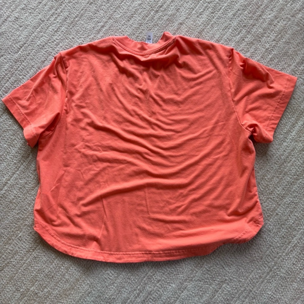 adidas Coral-Pink Short Sleeve Cropped Tee with Chest Logo XL - Picture 8 of 8